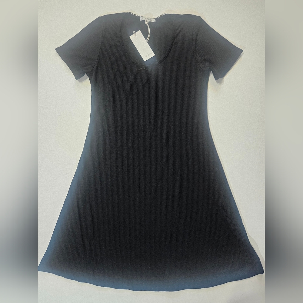 Antistar Nightgown Womens Medium Black‎ Ribbed Comfy Feminine Gothic Sleepwear